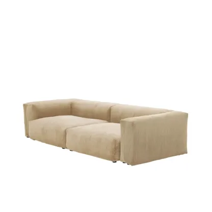 Modern Minimalist Auburn Corduroy Parlor Standard Loveseat Sectional Sofa Image - 6