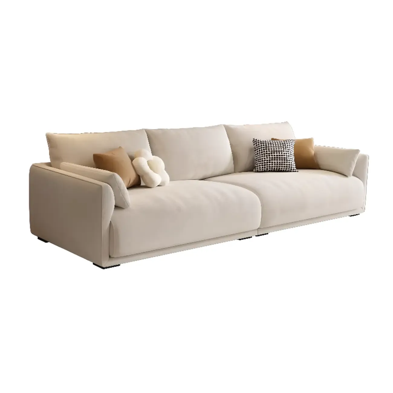 90.5"Modern Off-White Upholstered Loveseat 3 Seater Sofa for Living Room Image - 3