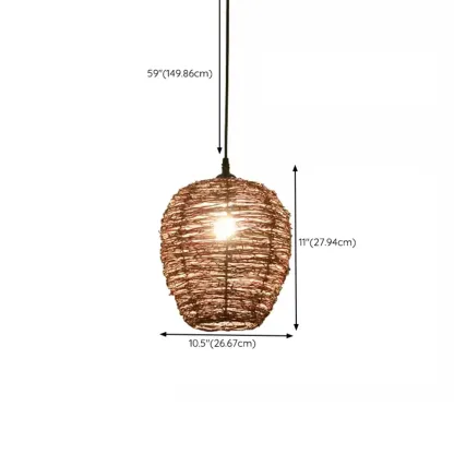 Natural Wood Woven Bowl Pendant Lamp for Indoor Spaces Image - 22