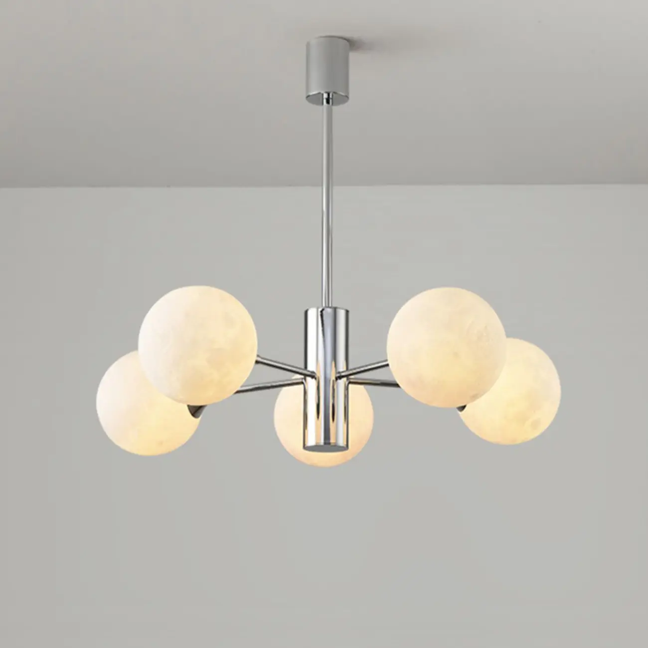 Modern Chrome Sputnik Chandelier with Globe Lampshade Image - 9 | homeyfad