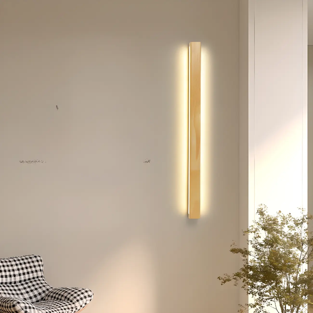 Modern Linear Wood LED Vanity Lights with Dual Shade Image - 3 | homeyfad