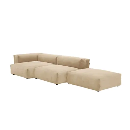 Modern Minimalist Auburn Corduroy Parlor Standard Loveseat Sectional Sofa Image - 7