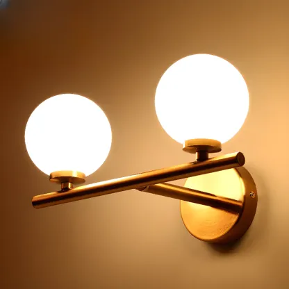 Medieval Vanity Mirror Light with Globe White Glass Shade  Image - 16