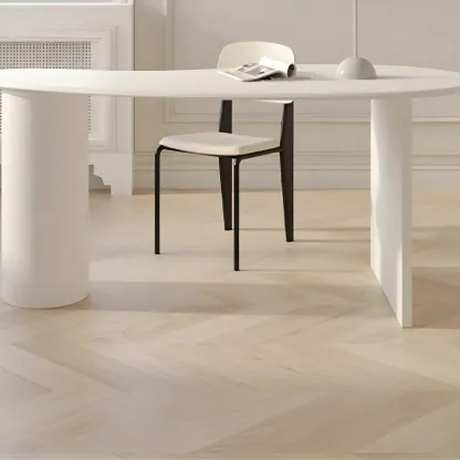 Modern Free Form Wooden Writing Desk with Pedestal Image - 10