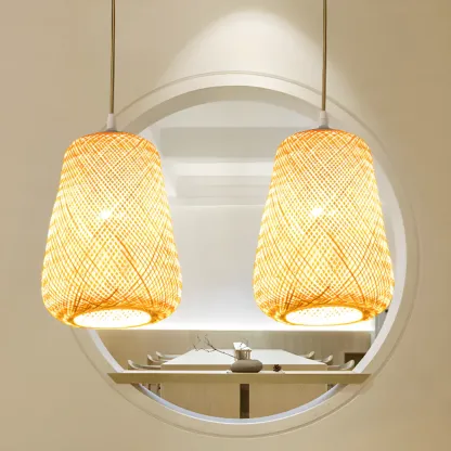 Japan Style Bamboo Lantern Pendant Lamp for Living Room Image - 7