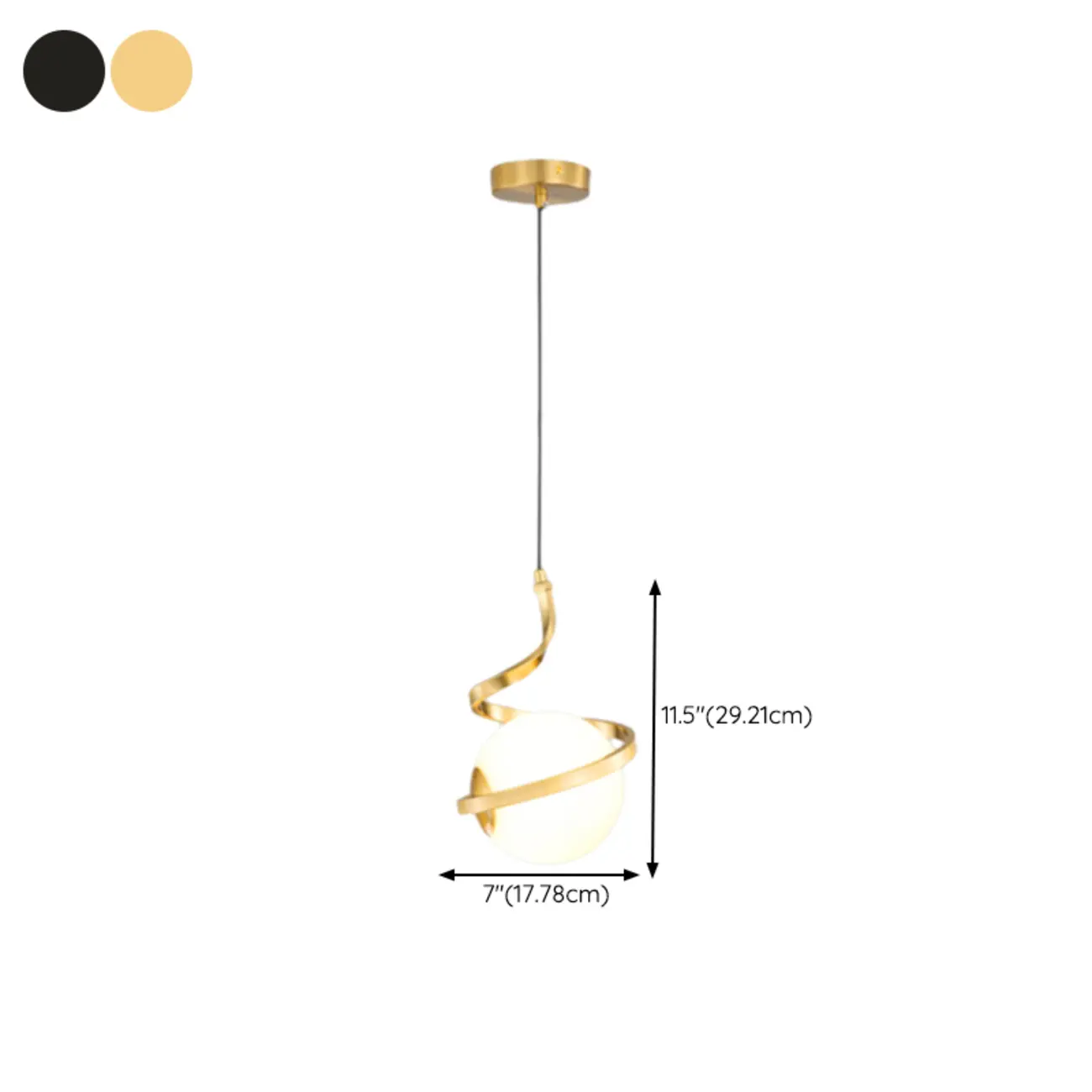 Designer White Ball Pendant Light with Metal Linear for Bedside #size | homeyfad