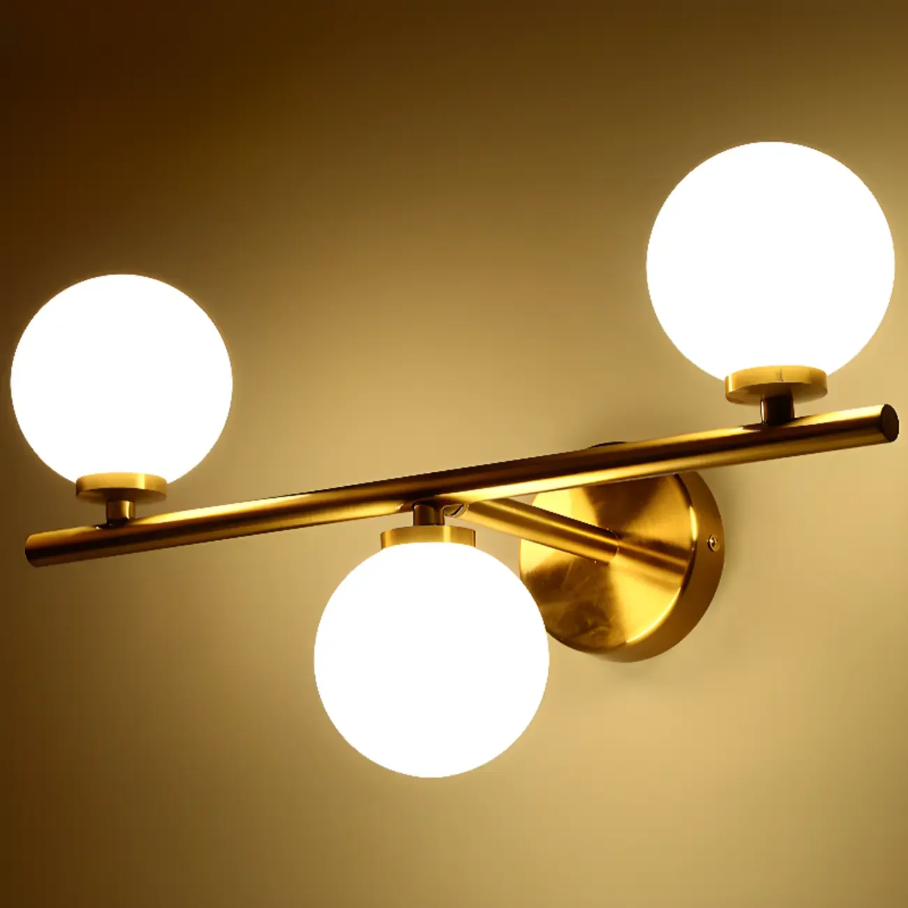 Medieval Vanity Mirror Light with Globe White Glass Shade  Image - 17