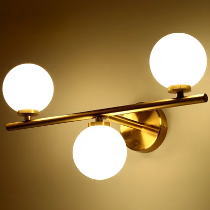 Medieval Vanity Mirror Light with Globe White Glass Shade  Image - 17