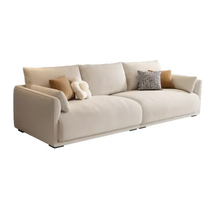 90.5"Modern Off-White Upholstered Loveseat 3 Seater Sofa for Living Room Image - 5