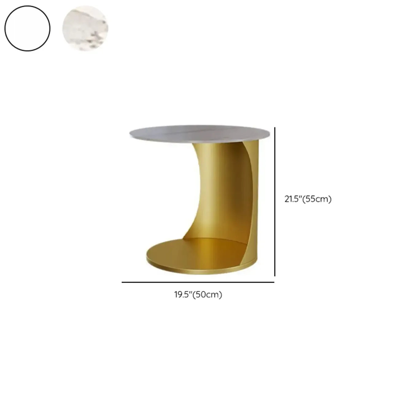 C Shaped Side Table Gold Round Table Image - 12