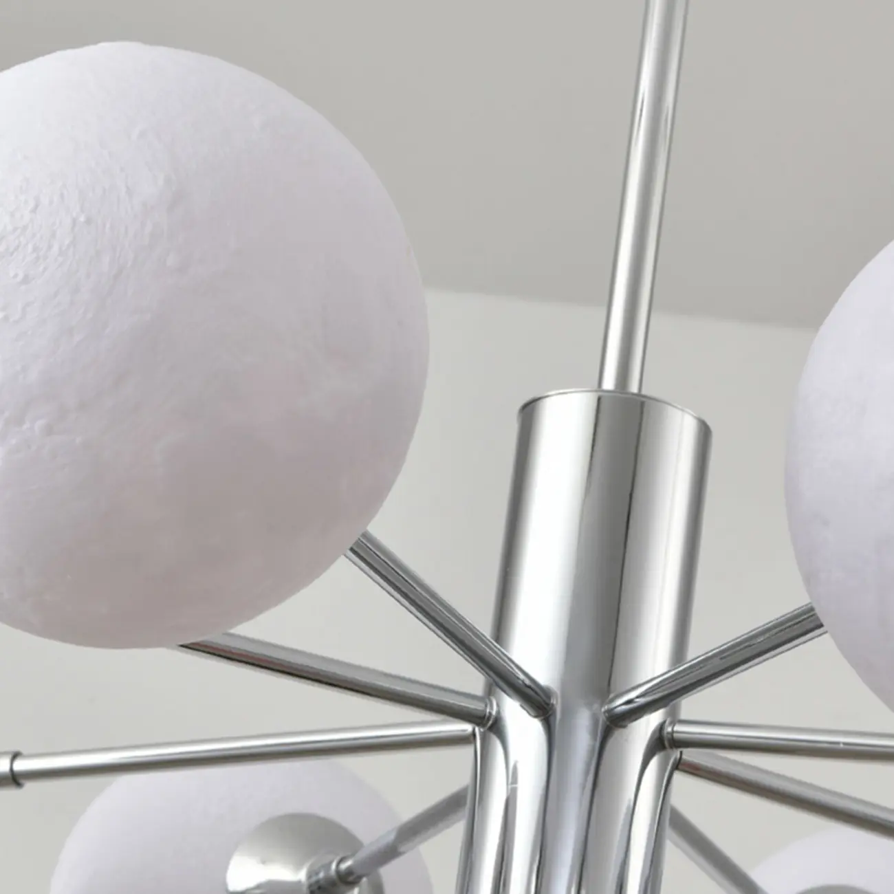 Modern Chrome Sputnik Chandelier with Globe Lampshade Image - 11 | homeyfad