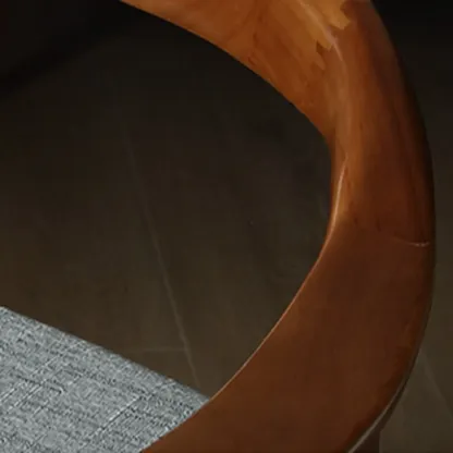 Modern Rustic Curved Arm Wooden Dining Chair with Woven Seat Image - 8