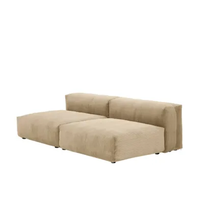 Modern Minimalist Auburn Corduroy Parlor Standard Loveseat Sectional Sofa Image - 9