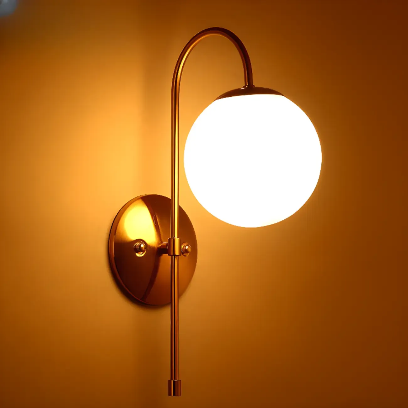 Medieval Vanity Mirror Light with Globe White Glass Shade Image - 18