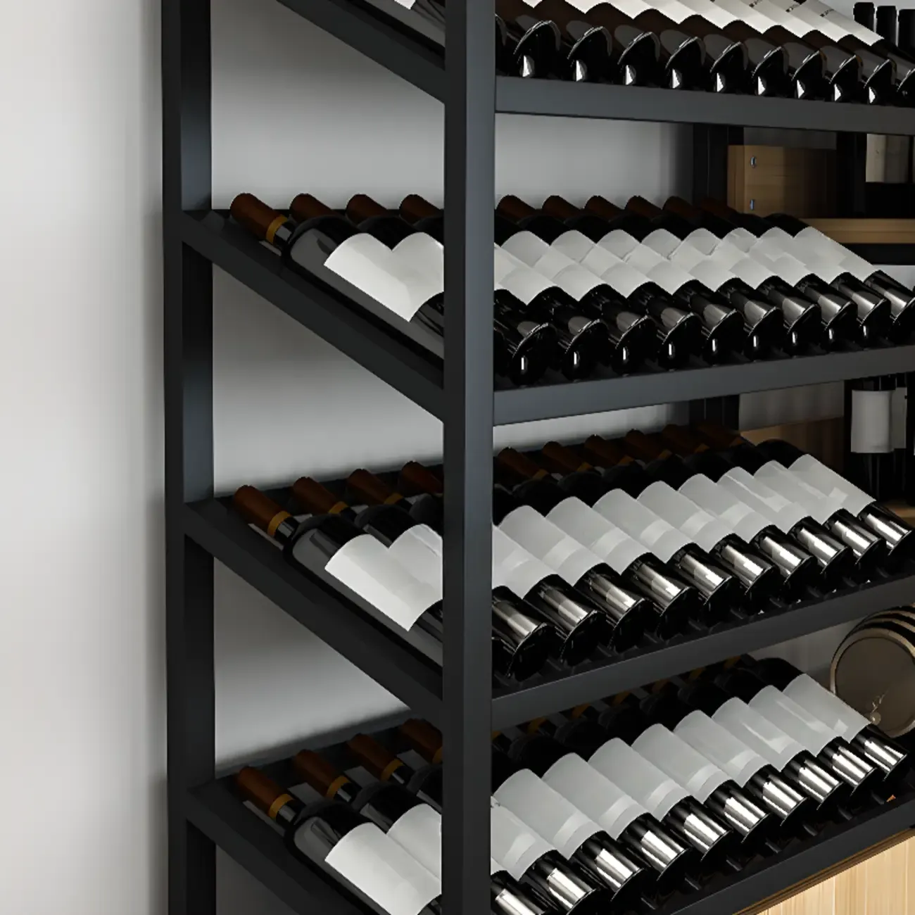 Wood Freestanding Wine Rack with Shelf and Drawer Image - 6