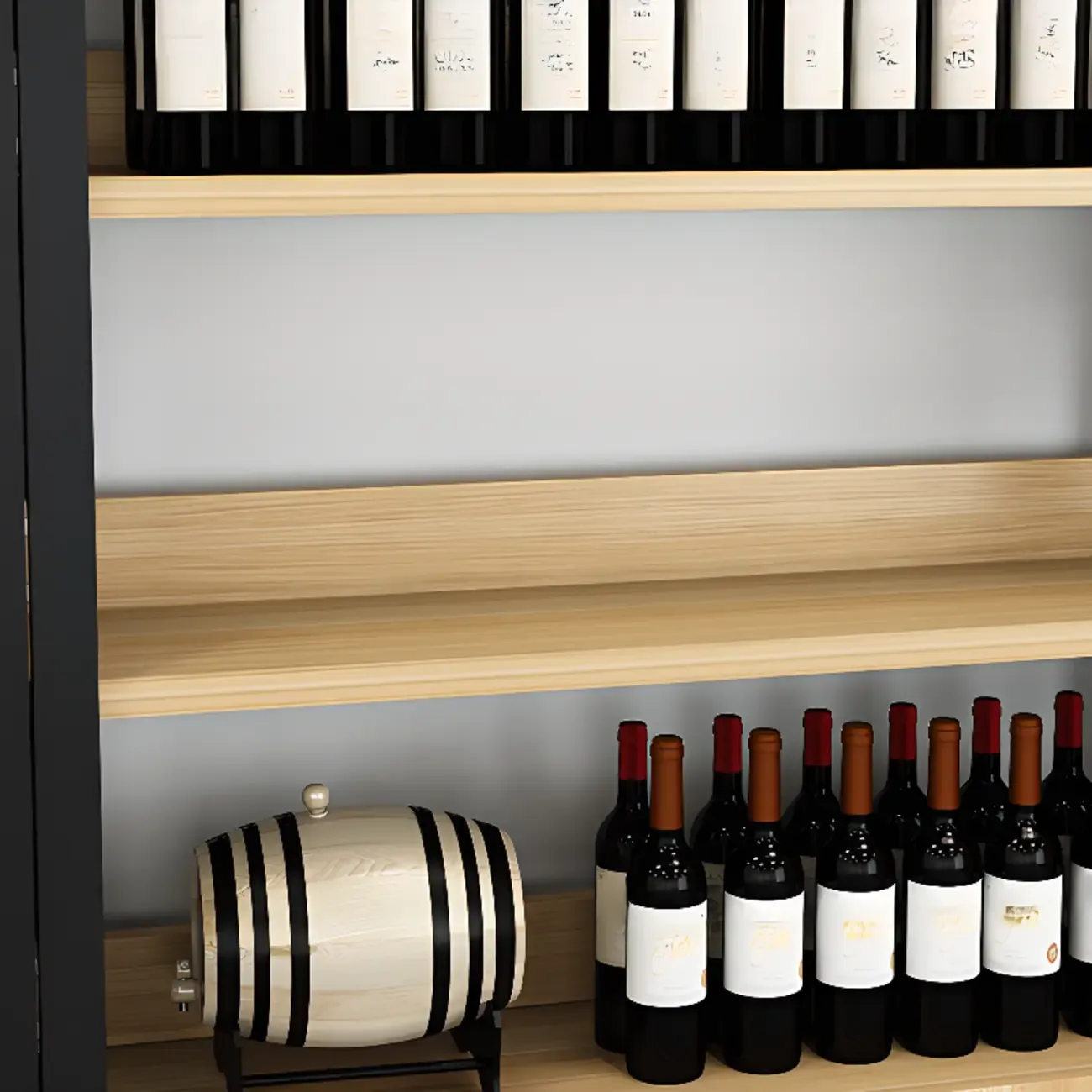 Wood Freestanding Wine Rack with Shelf and Drawer Image - 7