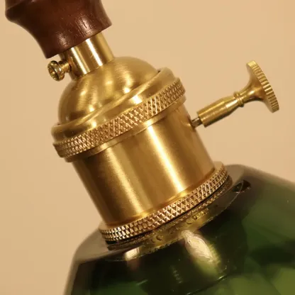 vintage green glass pleated led pendant light for bedroom Image - 13