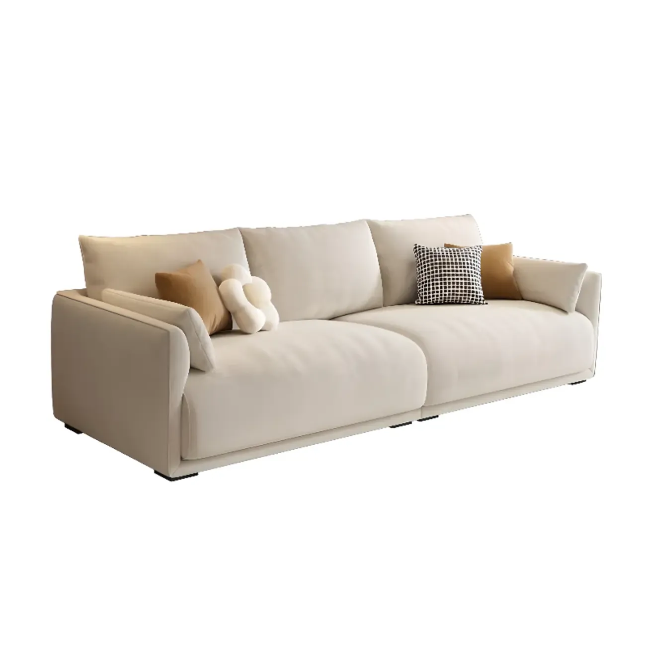 90.5"Modern Off-White Upholstered Loveseat 3 Seater Sofa for Living Room Image - 7