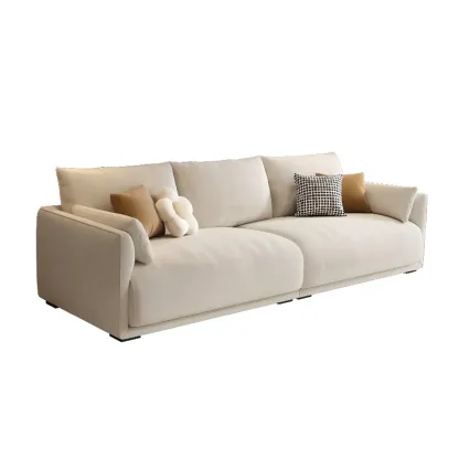 90.5"Modern Off-White Upholstered Loveseat 3 Seater Sofa for Living Room Image - 7