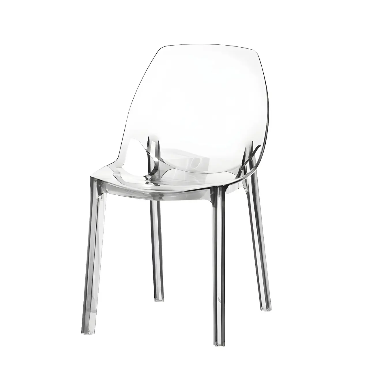 Plastic Dining Room Chair with Solid Back Transparent Side Chair Image - 22 | homeyfad