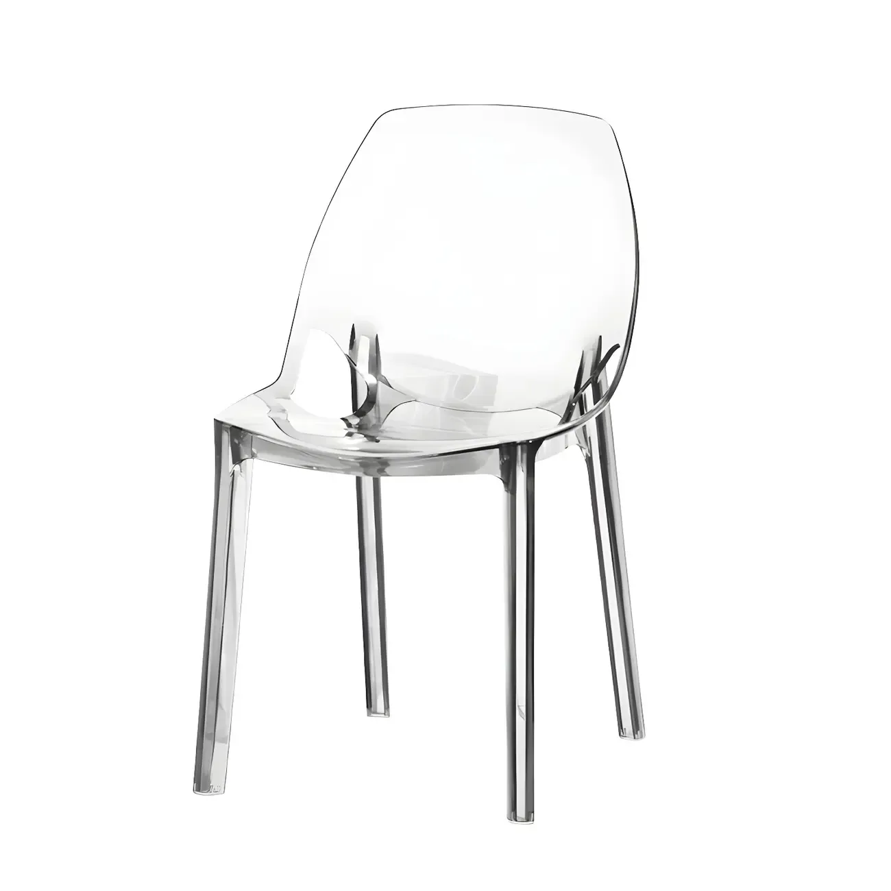 Plastic Dining Room Chair with Solid Back Transparent Side Chair Image - 22