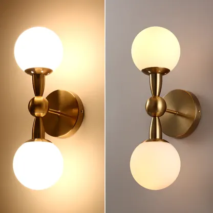 Medieval Vanity Mirror Light with Globe White Glass Shade  Image - 20