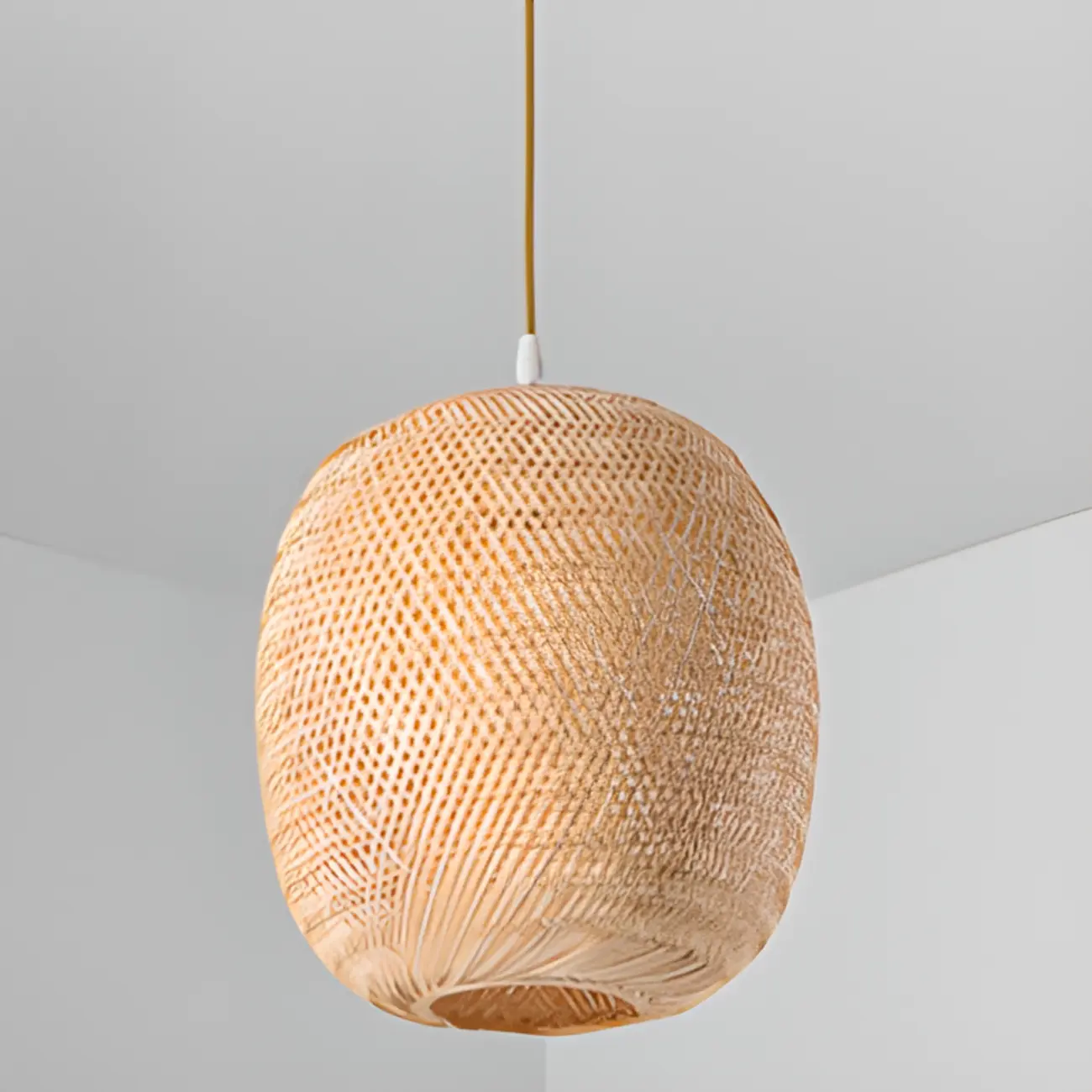Japan Style Bamboo Lantern Pendant Lamp for Living Room Image - 10 | homeyfad