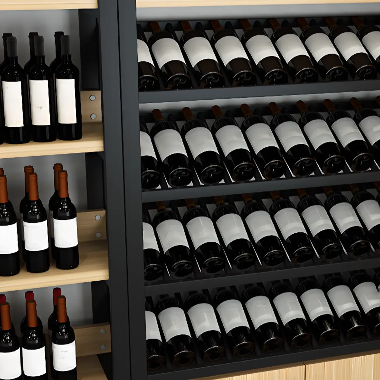 Wood Freestanding Wine Rack with Shelf and Drawer Image - 8