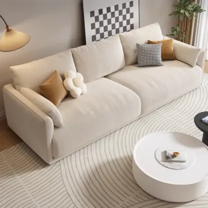 90.5"Modern Off-White Upholstered Loveseat 3 Seater Sofa for Living Room Image - 8