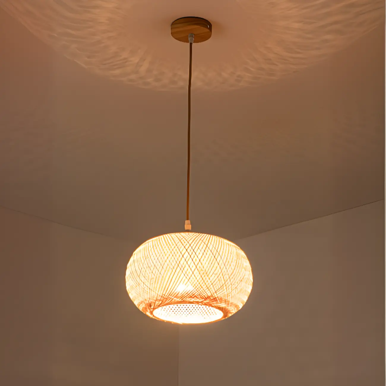 Japan Style Bamboo Lantern Pendant Lamp for Living Room Image - 11 | homeyfad