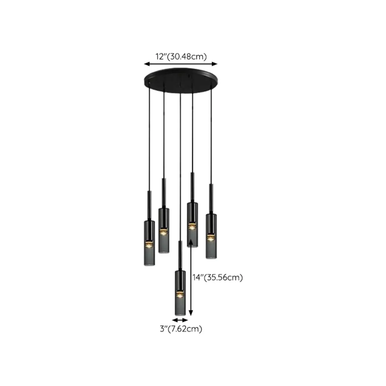Modern Black Glass LED Cylinder Pendant Light for Dining Room Image - 23 | homeyfad