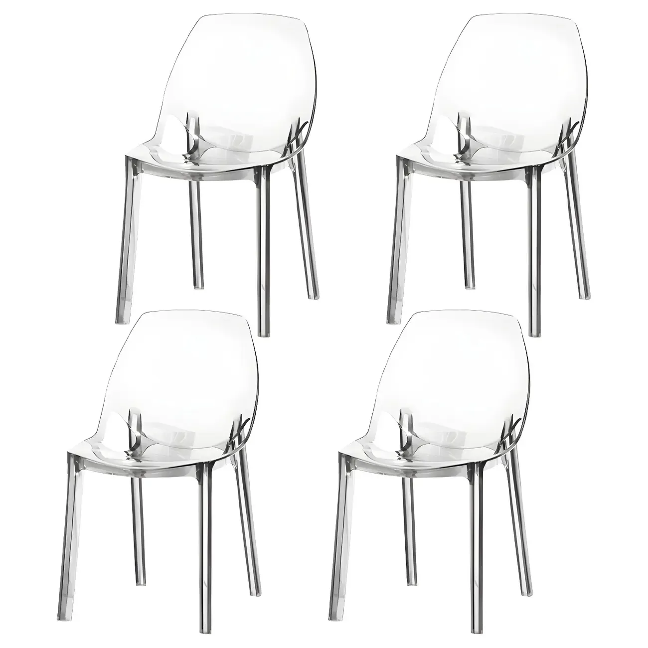 Plastic Dining Room Chair with Solid Back Transparent Side Chair Image - 24