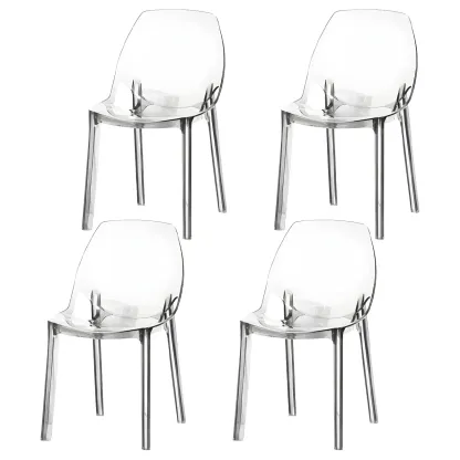 Plastic Dining Room Chair with Solid Back Transparent Side Chair Image - 24