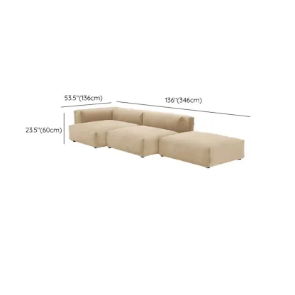 Modern Minimalist Auburn Corduroy Parlor Standard Loveseat Sectional Sofa #size