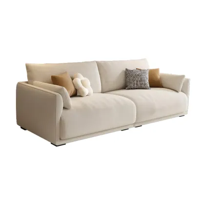 90.5"Modern Off-White Upholstered Loveseat 3 Seater Sofa for Living Room Image - 9