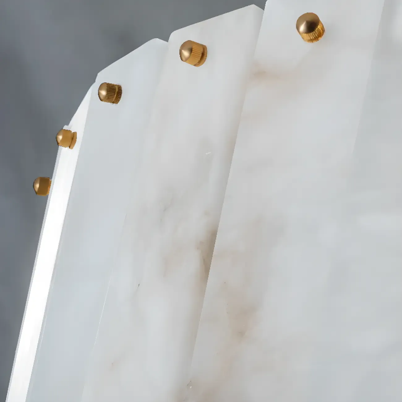 Adjustable Round Marble Chandelier with Sheet Lampshade Image - 8