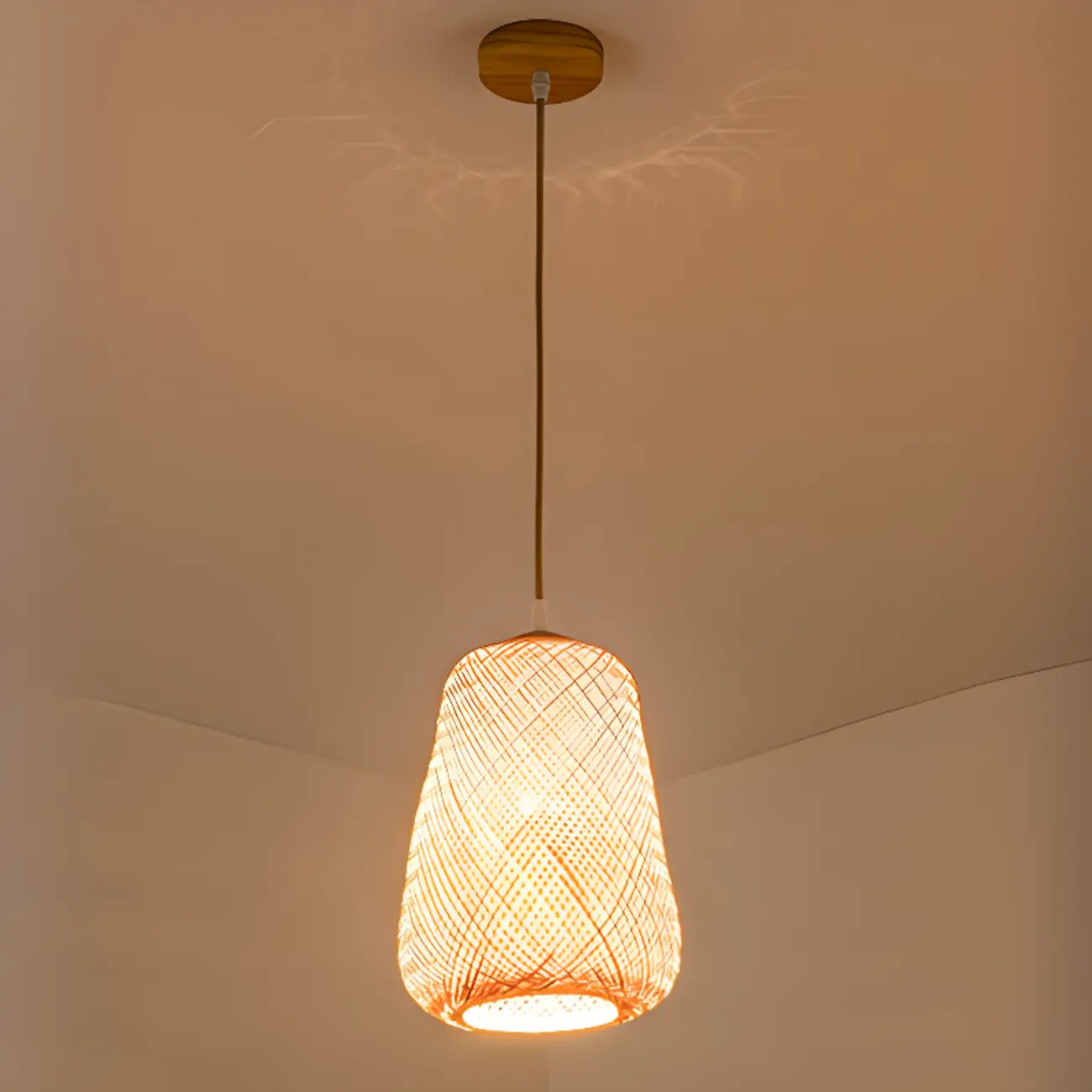 Japan Style Bamboo Lantern Pendant Lamp for Living Room Image - 12 | homeyfad