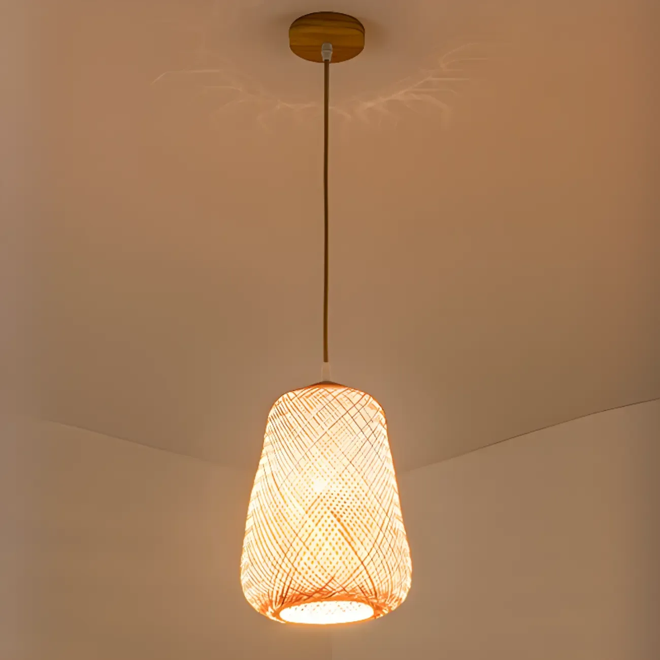 Japan Style Bamboo Lantern Pendant Lamp for Living Room Image - 12