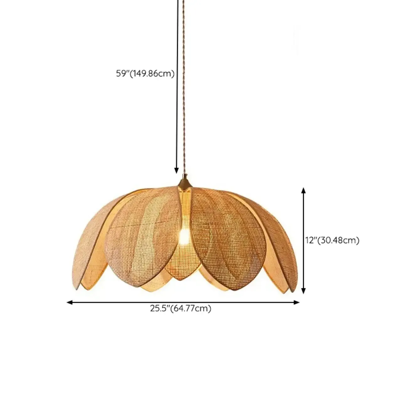 Designer handmade floral led pendant lamp with rattan petals for decor Image - 13