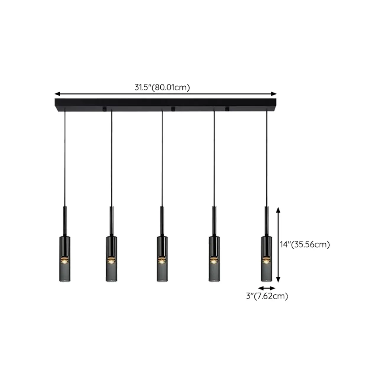 Modern Black Glass LED Cylinder Pendant Light for Dining Room Image - 24 | homeyfad