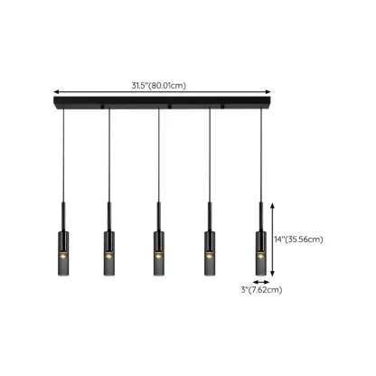 Modern Black Glass LED Cylinder Pendant Light for Dining Room Image - 24