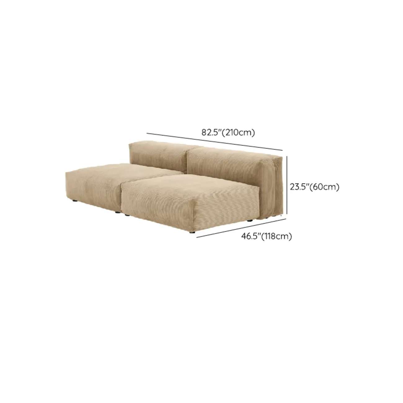 Modern Minimalist Auburn Corduroy Parlor Standard Loveseat Sectional Sofa Image - 14 | homeyfad