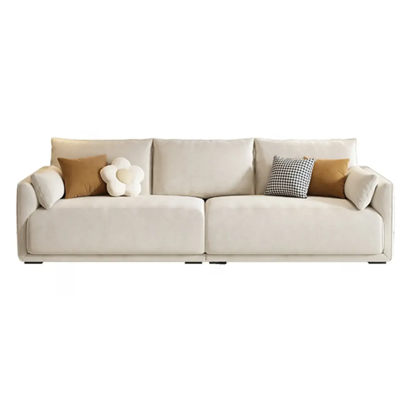 90.5"Modern Off-White Upholstered Loveseat 3 Seater Sofa for Living Room Image - 10