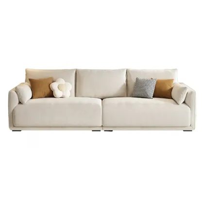90.5"Modern Off-White Upholstered Loveseat 3 Seater Sofa for Living Room Image - 10