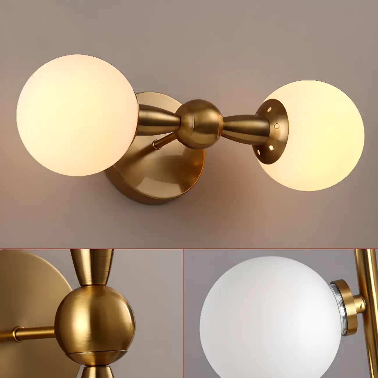 Medieval Vanity Mirror Light with Globe White Glass Shade Image - 23
