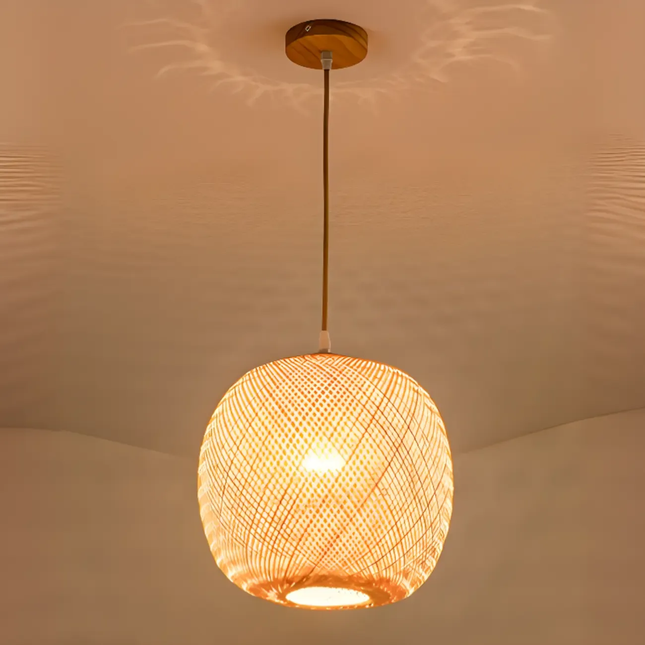 Japan Style Bamboo Lantern Pendant Lamp for Living Room Image - 13