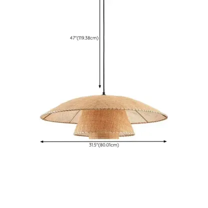 Designer handmade floral led pendant lamp with rattan petals for decor Image - 14