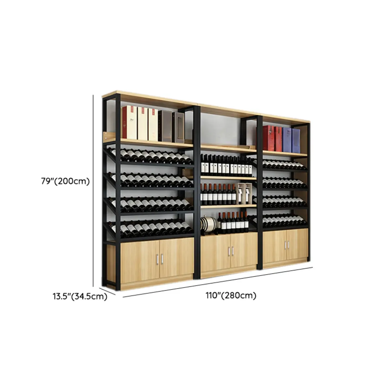 Wood Freestanding Wine Rack with Shelf and Drawer Image - 12