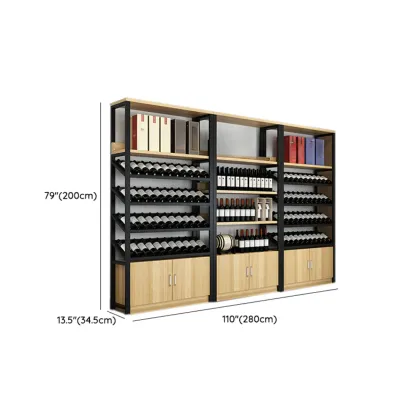 Wood Freestanding Wine Rack with Shelf and Drawer Image - 12