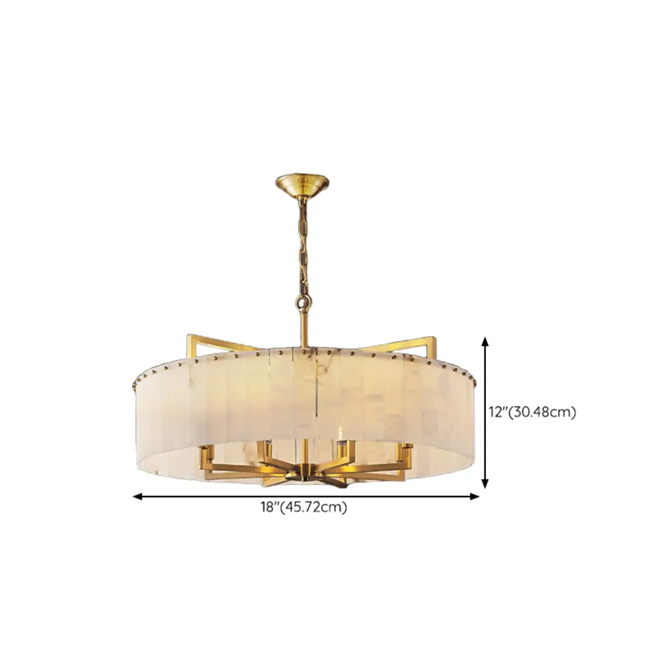 Adjustable Round Marble Chandelier with Sheet Lampshade #size